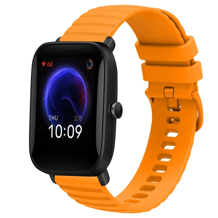 For Amazfit Pop 20mm Wavy Dot Pattern Solid Color Silicone Watch Band