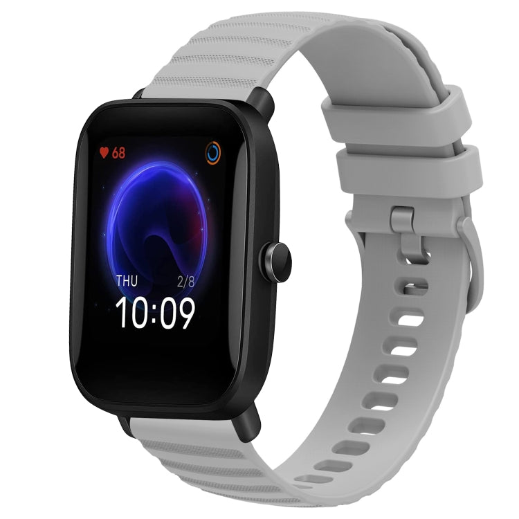 For Amazfit Pop 20mm Wavy Dot Pattern Solid Color Silicone Watch Band