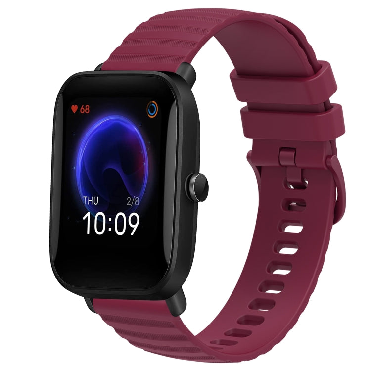 For Amazfit Pop 20mm Wavy Dot Pattern Solid Color Silicone Watch Band