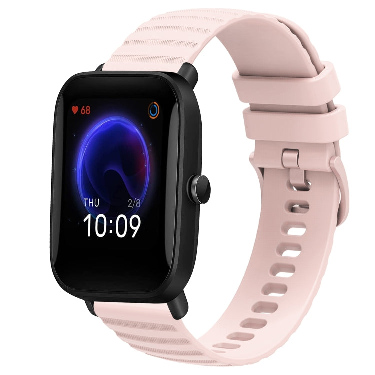 For Amazfit Pop 20mm Wavy Dot Pattern Solid Color Silicone Watch Band
