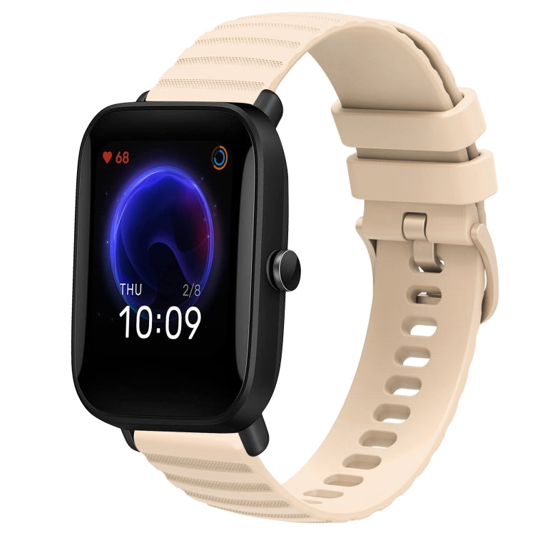 For Amazfit Pop 20mm Wavy Dot Pattern Solid Color Silicone Watch Band