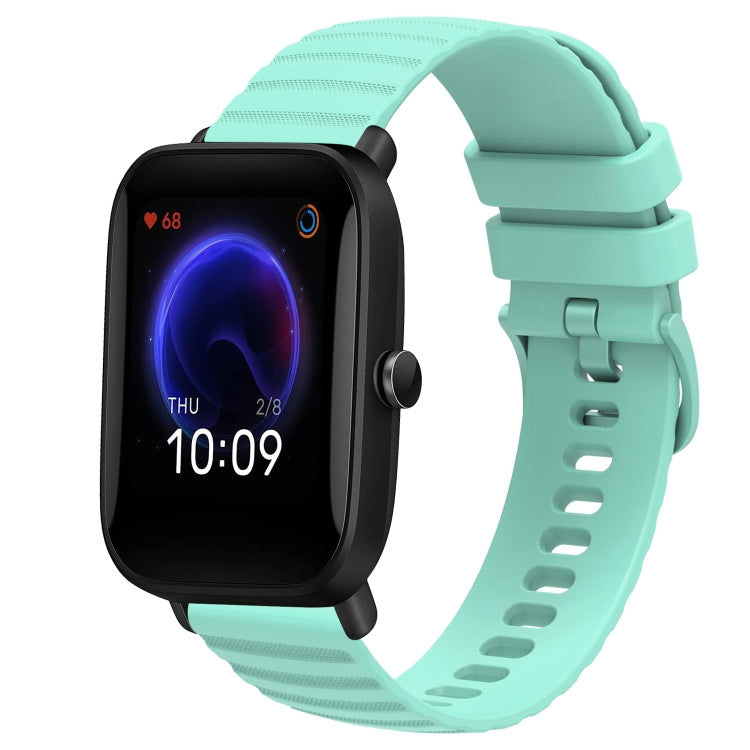 For Amazfit Pop 20mm Wavy Dot Pattern Solid Color Silicone Watch Band