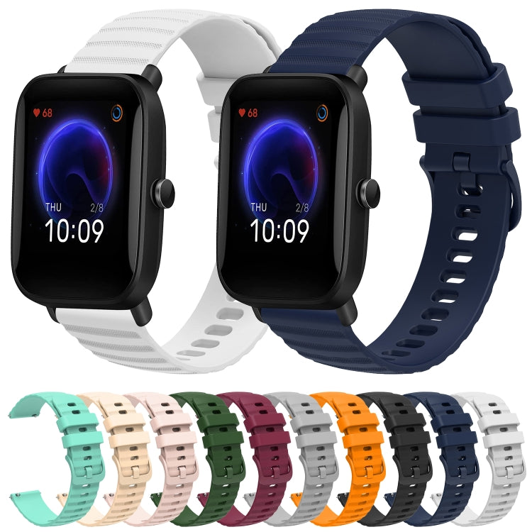 For Amazfit Pop 20mm Wavy Dot Pattern Solid Color Silicone Watch Band