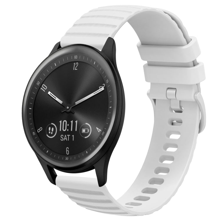 For Garmin Vivomove Sport 20mm Wavy Dot Pattern Solid Color Silicone Watch Band