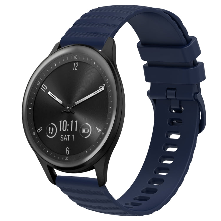 For Garmin Vivomove Sport 20mm Wavy Dot Pattern Solid Color Silicone Watch Band