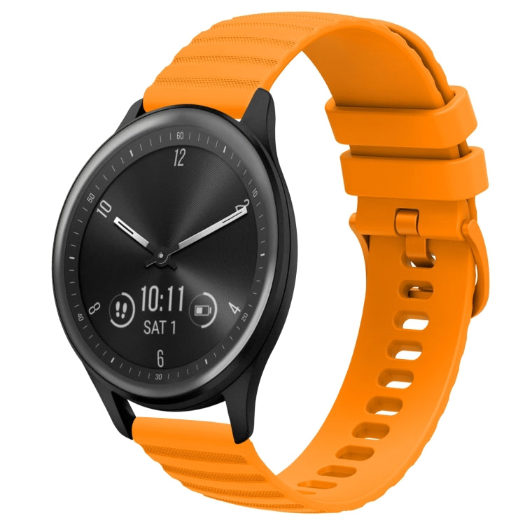 For Garmin Vivomove Sport 20mm Wavy Dot Pattern Solid Color Silicone Watch Band