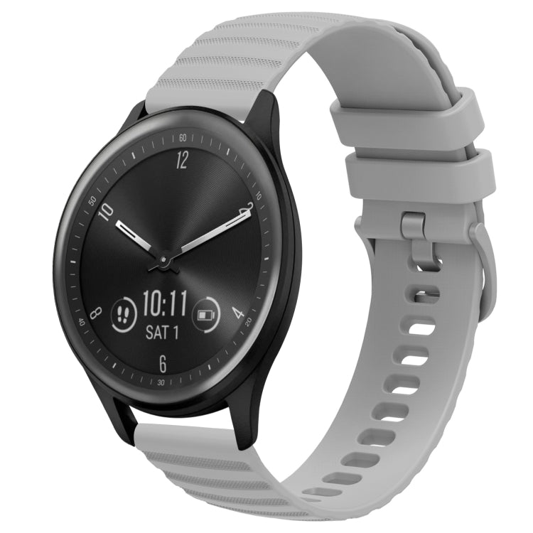 For Garmin Vivomove Sport 20mm Wavy Dot Pattern Solid Color Silicone Watch Band