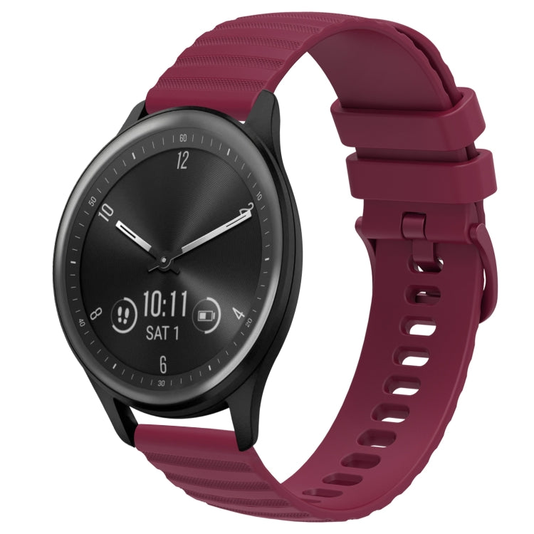 For Garmin Vivomove Sport 20mm Wavy Dot Pattern Solid Color Silicone Watch Band