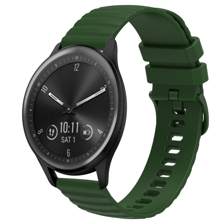 For Garmin Vivomove Sport 20mm Wavy Dot Pattern Solid Color Silicone Watch Band