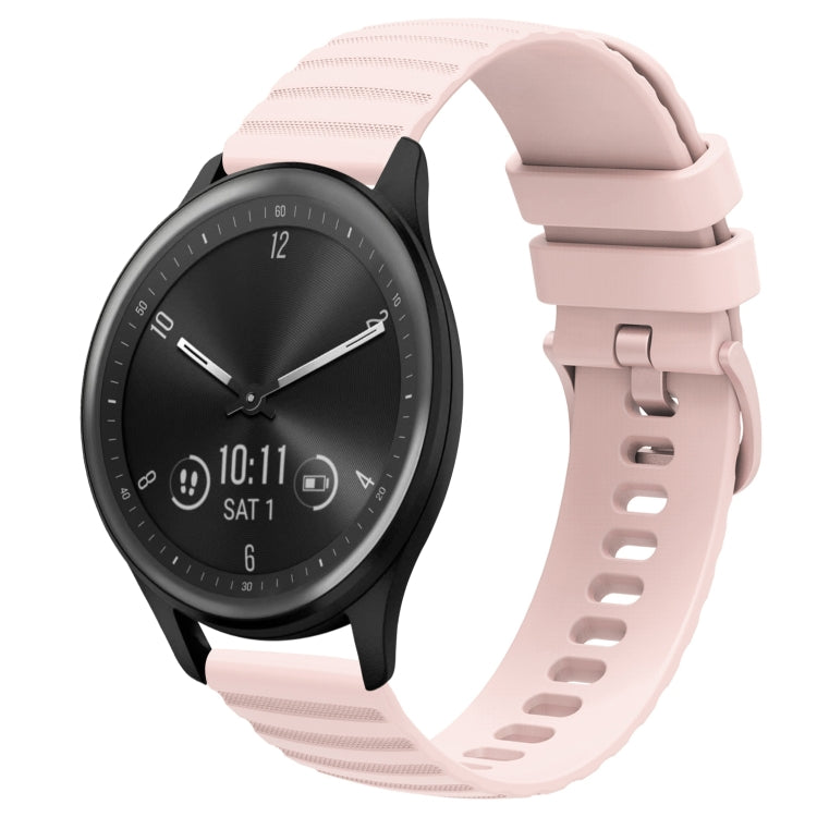 For Garmin Vivomove Sport 20mm Wavy Dot Pattern Solid Color Silicone Watch Band