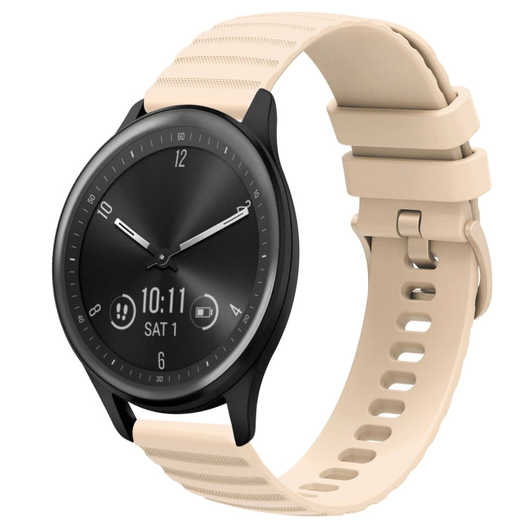 For Garmin Vivomove Sport 20mm Wavy Dot Pattern Solid Color Silicone Watch Band