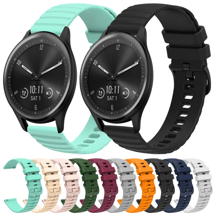 For Garmin Vivomove Sport 20mm Wavy Dot Pattern Solid Color Silicone Watch Band