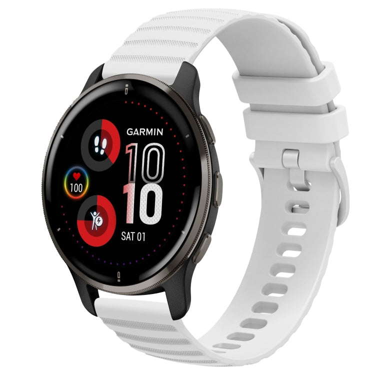 For Garmin Venu 2 Plus 20mm Wavy Dot Pattern Solid Color Silicone Watch Band