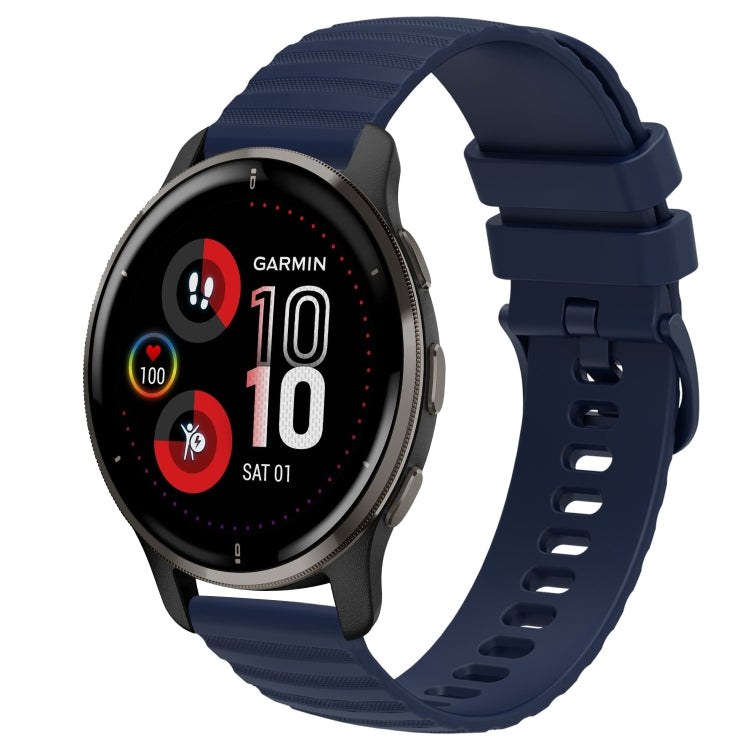 For Garmin Venu 2 Plus 20mm Wavy Dot Pattern Solid Color Silicone Watch Band