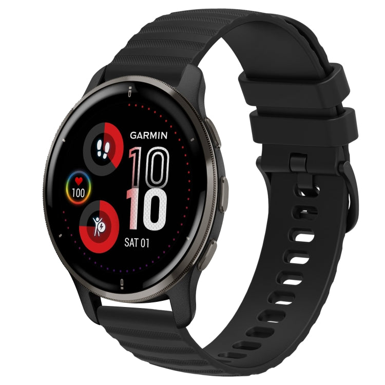For Garmin Venu 2 Plus 20mm Wavy Dot Pattern Solid Color Silicone Watch Band