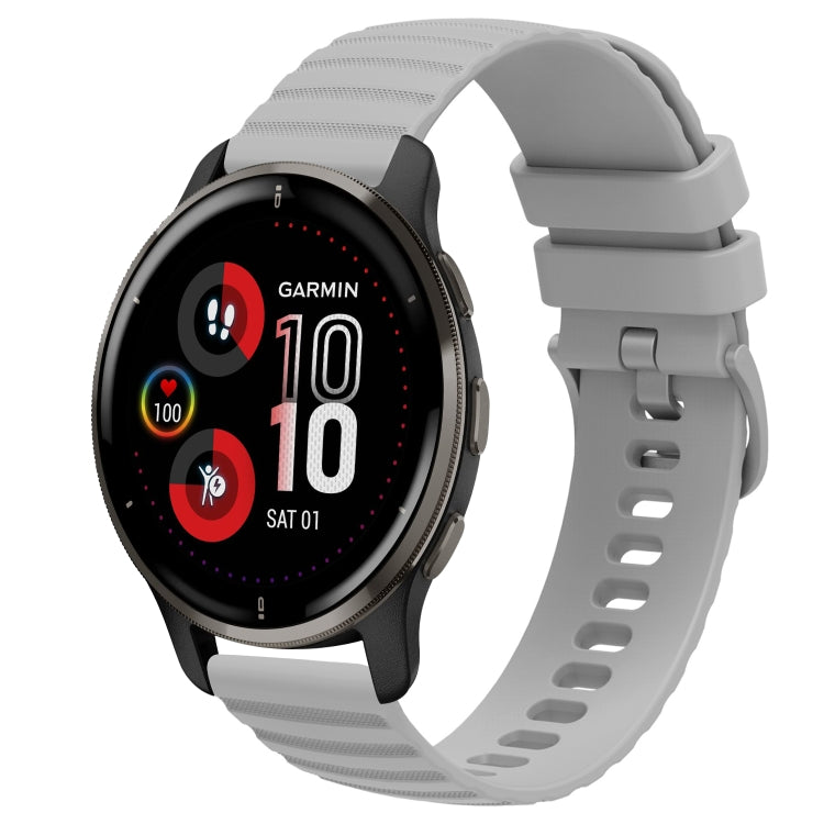 For Garmin Venu 2 Plus 20mm Wavy Dot Pattern Solid Color Silicone Watch Band