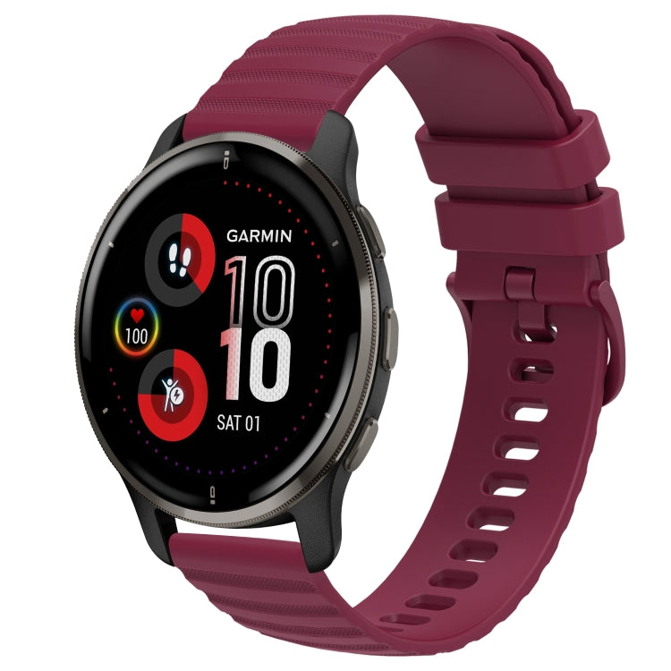 For Garmin Venu 2 Plus 20mm Wavy Dot Pattern Solid Color Silicone Watch Band