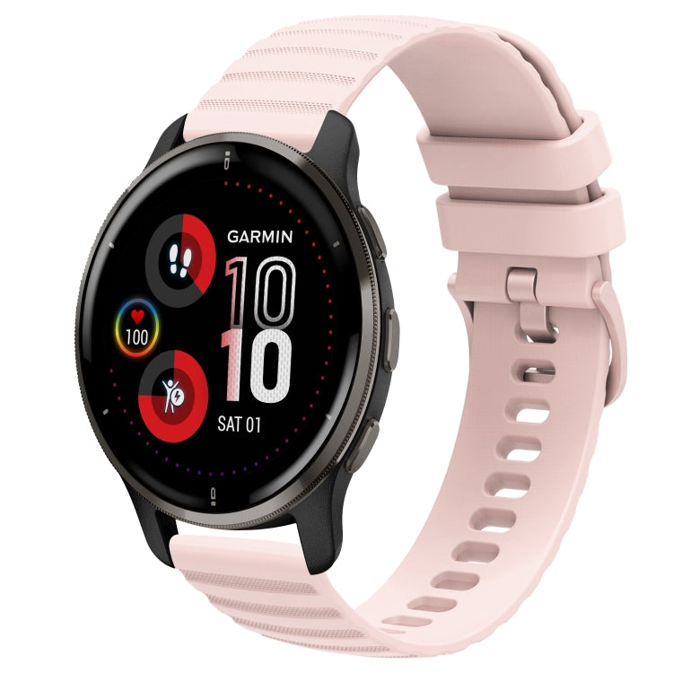 For Garmin Venu 2 Plus 20mm Wavy Dot Pattern Solid Color Silicone Watch Band