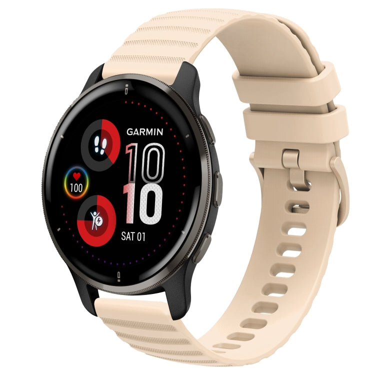 For Garmin Venu 2 Plus 20mm Wavy Dot Pattern Solid Color Silicone Watch Band