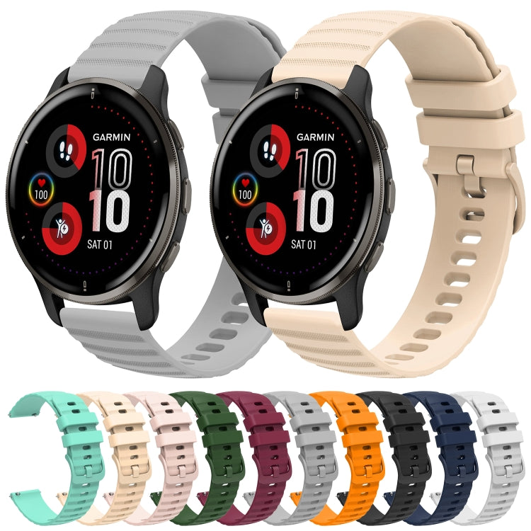 For Garmin Venu 2 Plus 20mm Wavy Dot Pattern Solid Color Silicone Watch Band