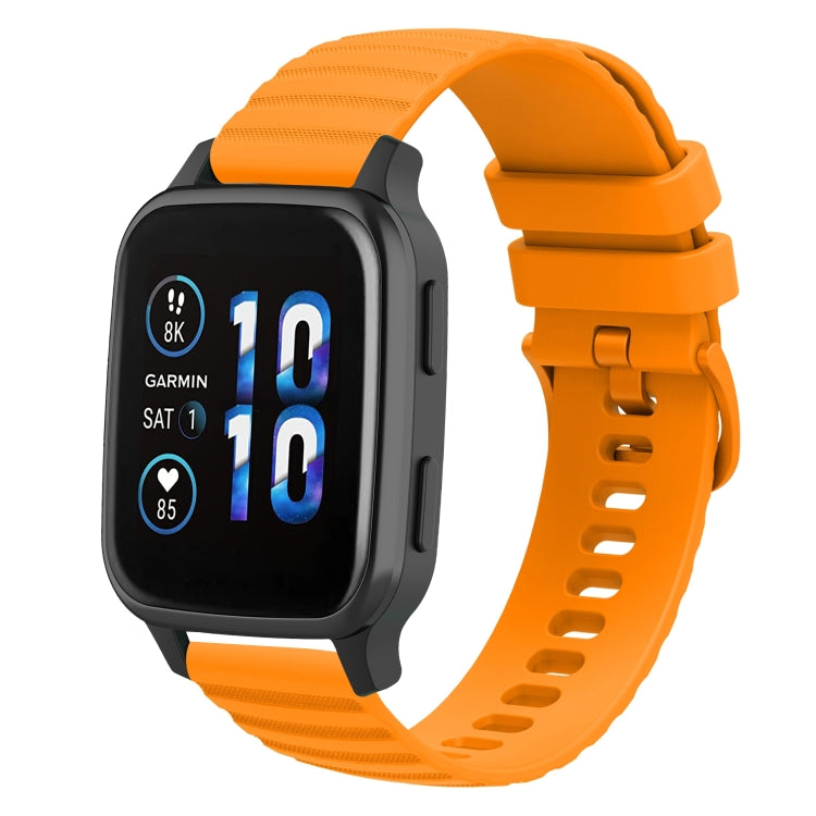 For Garmin Forerunner Sq2 20mm Wavy Dot Pattern Solid Color Silicone Watch Band