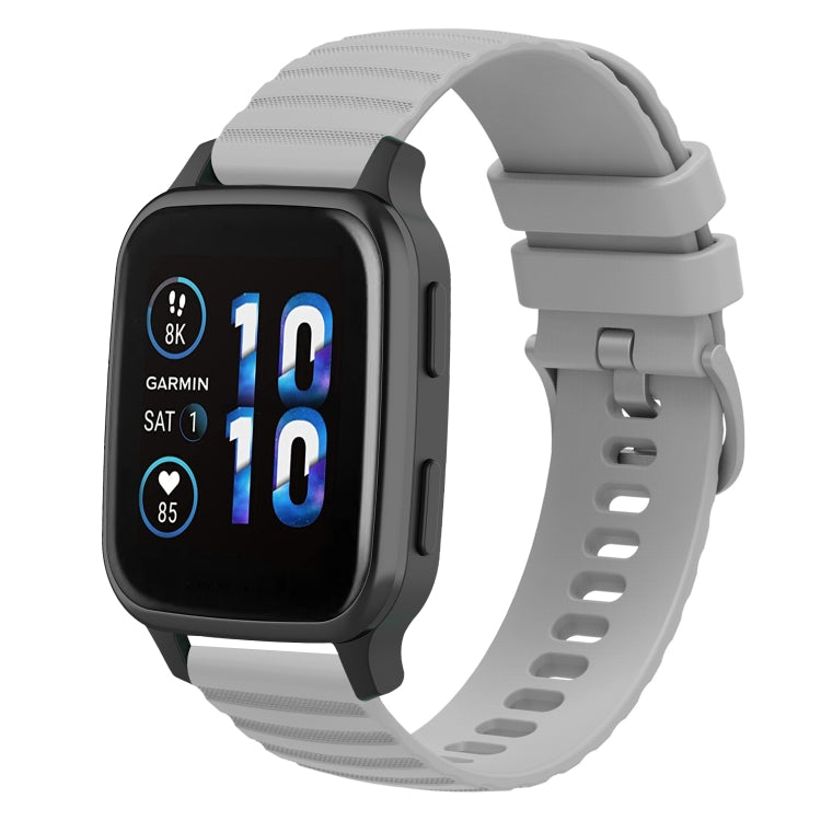 For Garmin Forerunner Sq2 20mm Wavy Dot Pattern Solid Color Silicone Watch Band