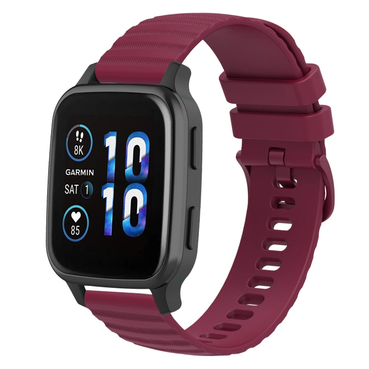 For Garmin Forerunner Sq2 20mm Wavy Dot Pattern Solid Color Silicone Watch Band