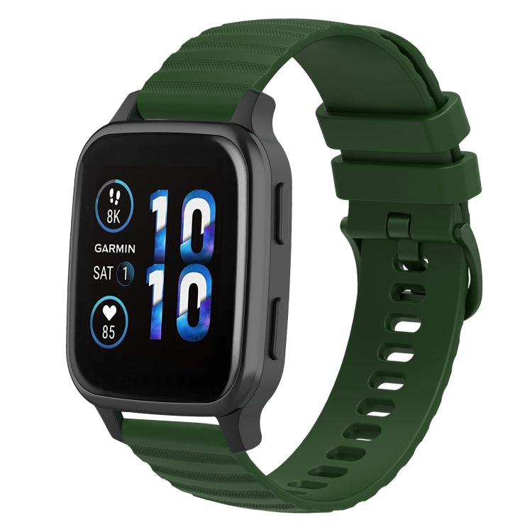 For Garmin Forerunner Sq2 20mm Wavy Dot Pattern Solid Color Silicone Watch Band