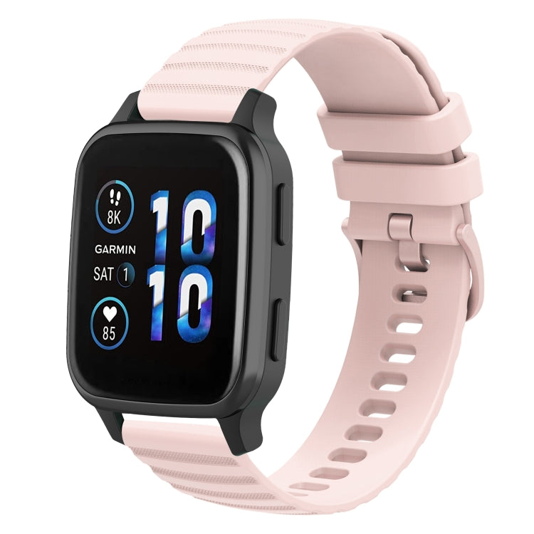 For Garmin Forerunner Sq2 20mm Wavy Dot Pattern Solid Color Silicone Watch Band
