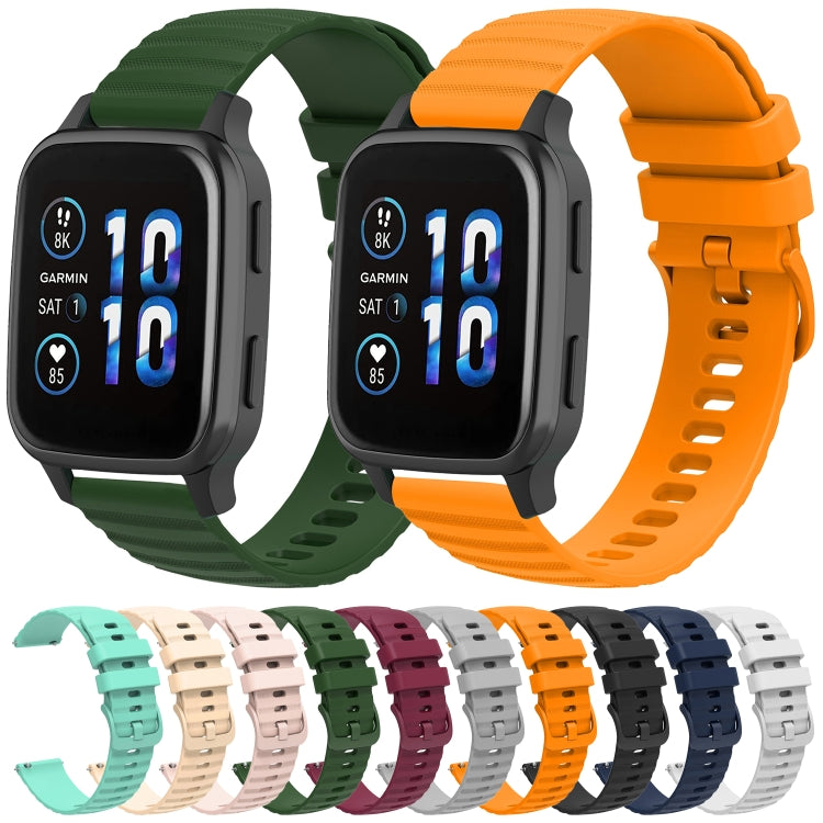 For Garmin Forerunner Sq2 20mm Wavy Dot Pattern Solid Color Silicone Watch Band