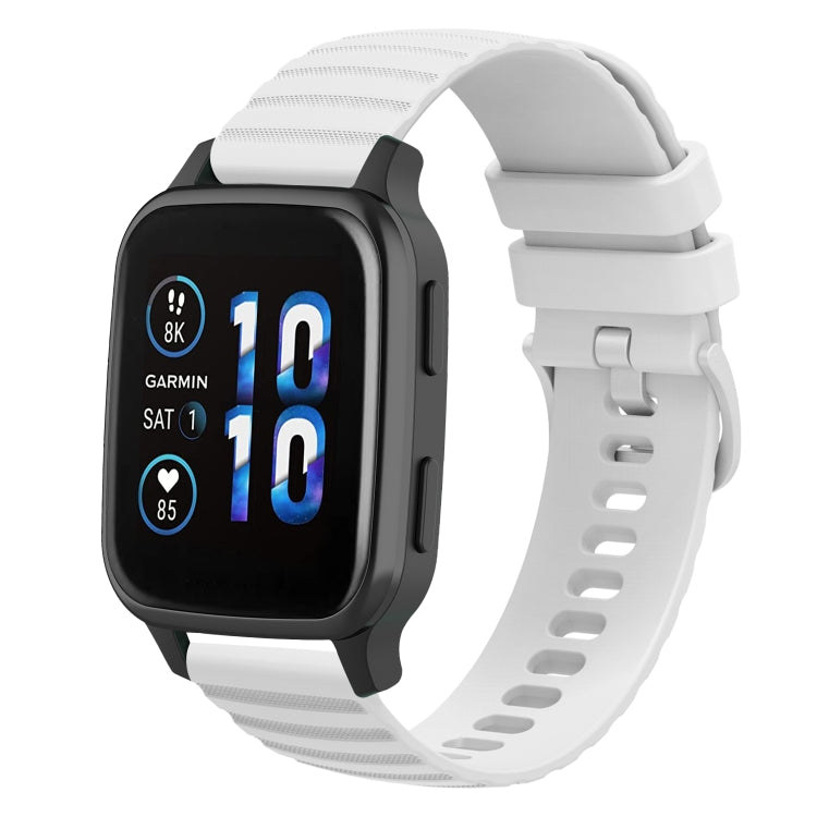 For Garmin Forerunner Sq2 Music 20mm Wavy Dot Pattern Solid Color Silicone Watch Band