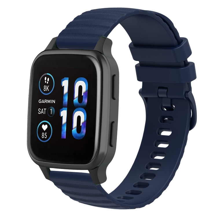 For Garmin Forerunner Sq2 Music 20mm Wavy Dot Pattern Solid Color Silicone Watch Band