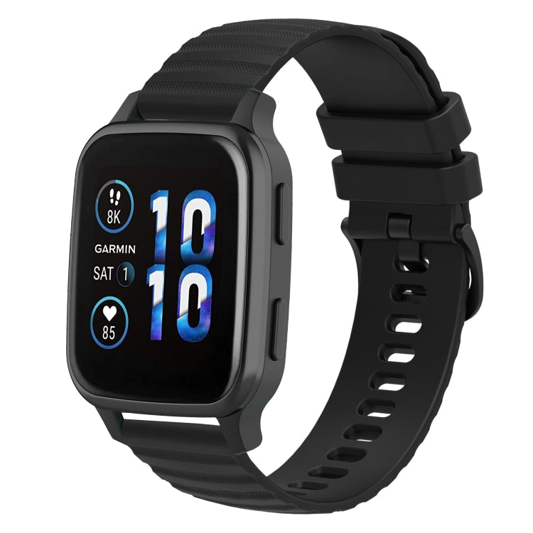 For Garmin Forerunner Sq2 Music 20mm Wavy Dot Pattern Solid Color Silicone Watch Band