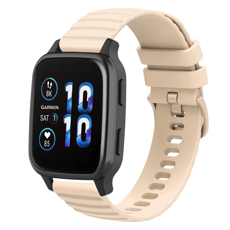 For Garmin Forerunner Sq2 Music 20mm Wavy Dot Pattern Solid Color Silicone Watch Band