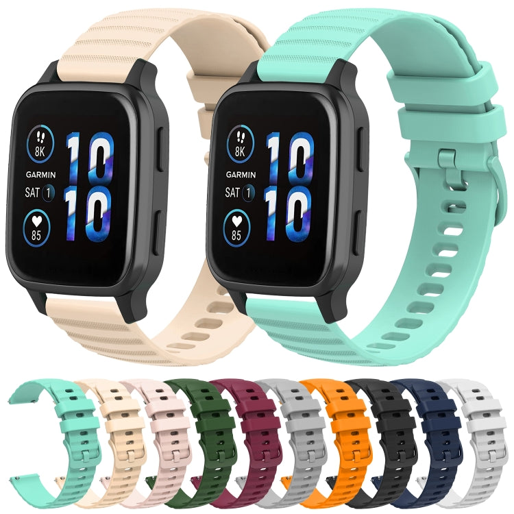For Garmin Forerunner Sq2 Music 20mm Wavy Dot Pattern Solid Color Silicone Watch Band