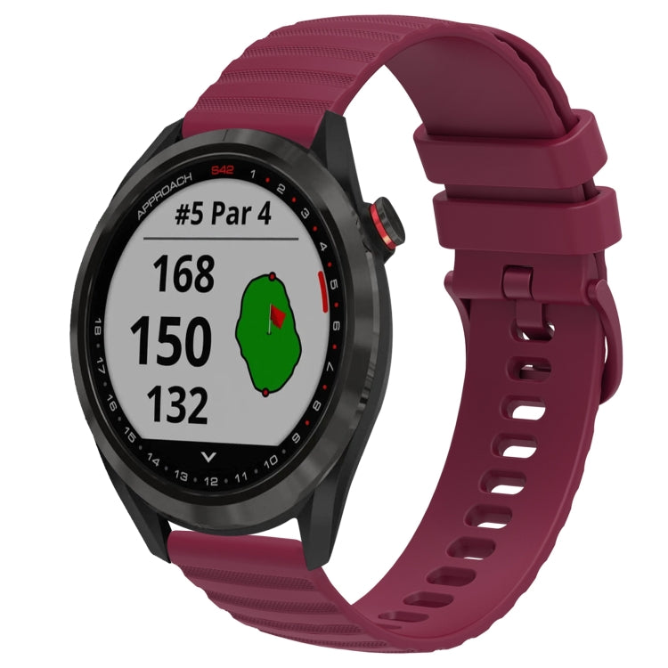 For Garmin Approach S40 20mm Wavy Dot Pattern Solid Color Silicone Watch Band