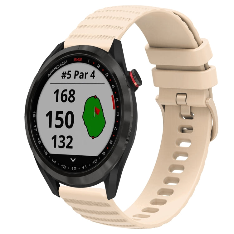 For Garmin Approach S40 20mm Wavy Dot Pattern Solid Color Silicone Watch Band