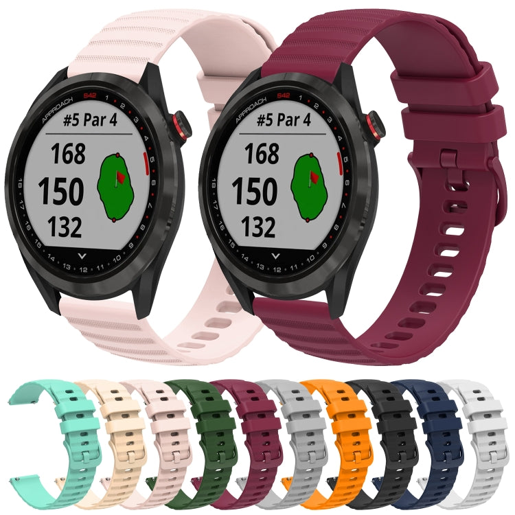 For Garmin Approach S40 20mm Wavy Dot Pattern Solid Color Silicone Watch Band