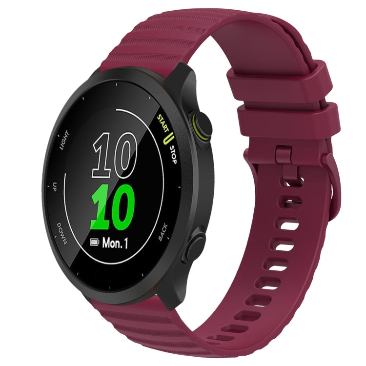 For Garmin Forerunner 158 20mm Wavy Dot Pattern Solid Color Silicone Watch Band