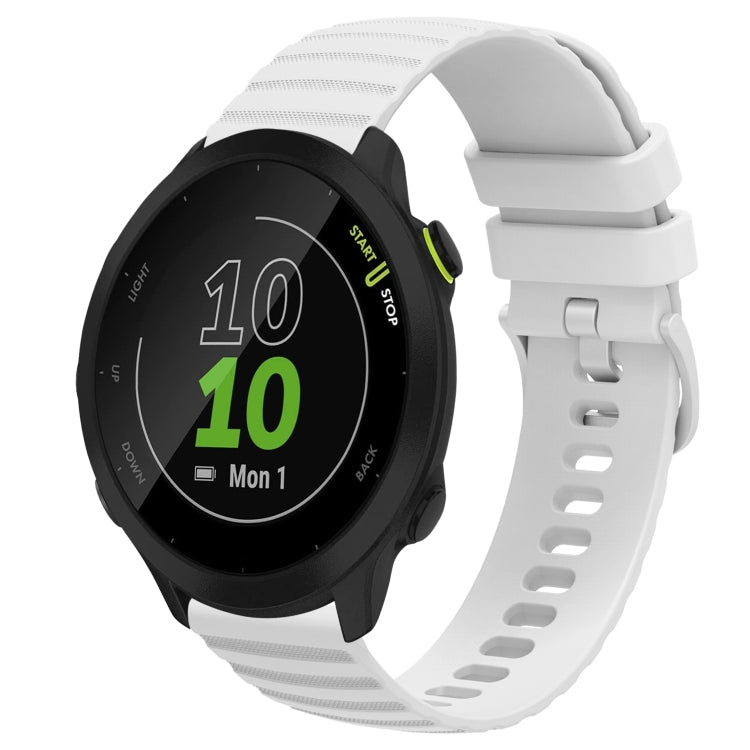 For Garmin Forerunner 55 20mm Wavy Dot Pattern Solid Color Silicone Watch Band