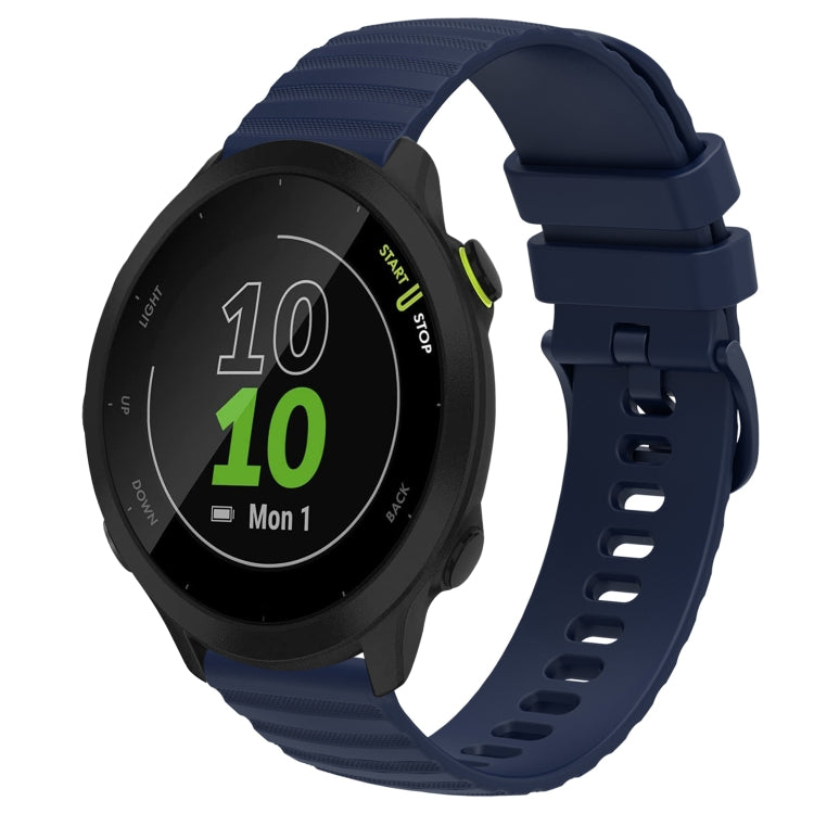 For Garmin Forerunner 55 20mm Wavy Dot Pattern Solid Color Silicone Watch Band
