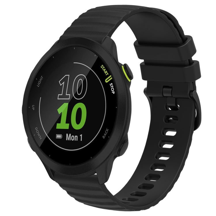 For Garmin Forerunner 55 20mm Wavy Dot Pattern Solid Color Silicone Watch Band