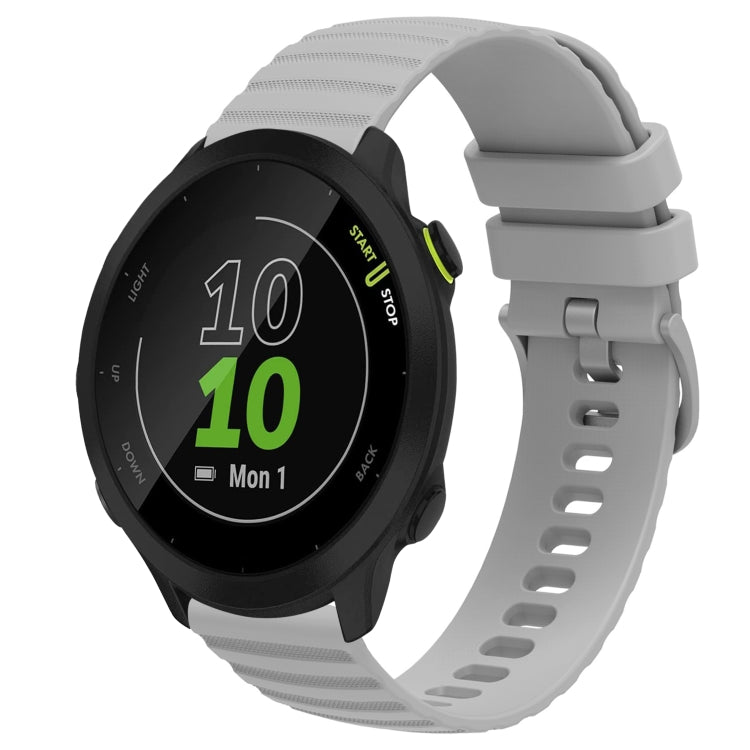 For Garmin Forerunner 55 20mm Wavy Dot Pattern Solid Color Silicone Watch Band