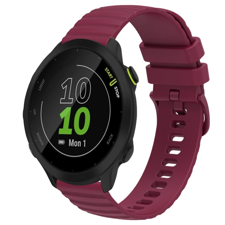 For Garmin Forerunner 55 20mm Wavy Dot Pattern Solid Color Silicone Watch Band