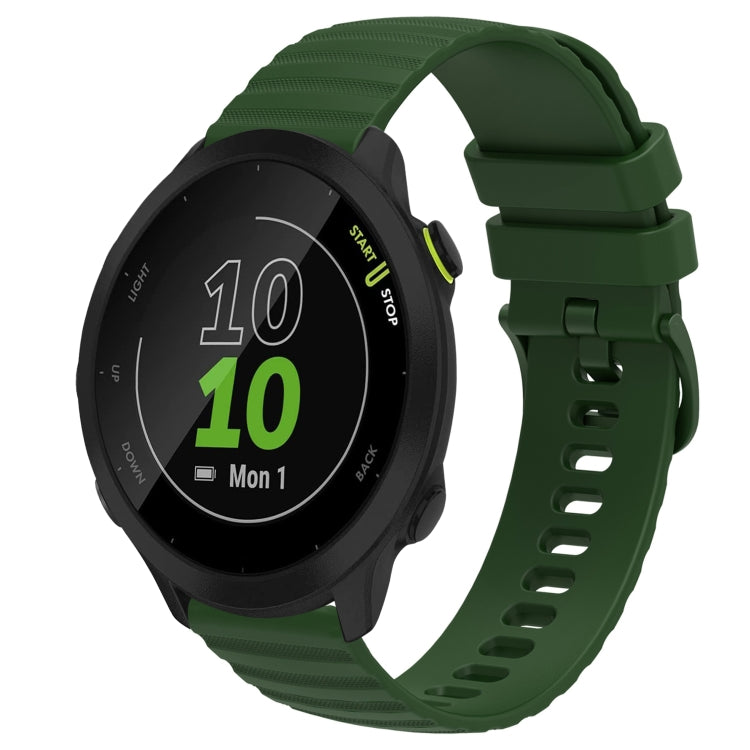 For Garmin Forerunner 55 20mm Wavy Dot Pattern Solid Color Silicone Watch Band