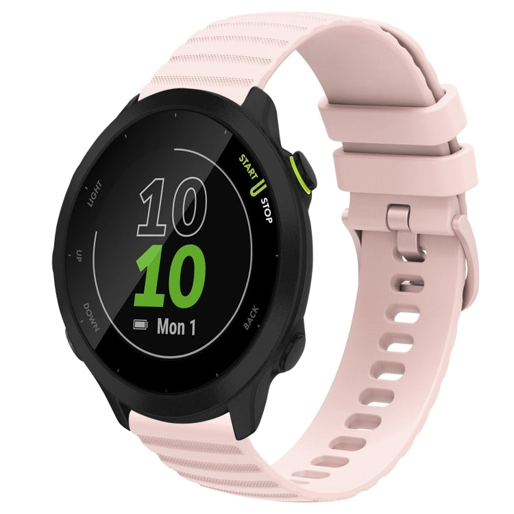 For Garmin Forerunner 55 20mm Wavy Dot Pattern Solid Color Silicone Watch Band