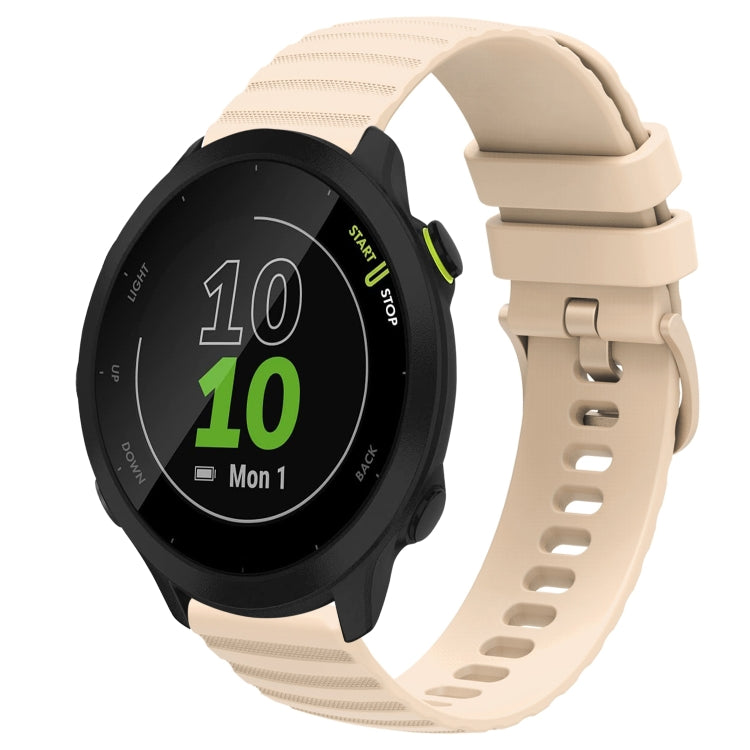 For Garmin Forerunner 55 20mm Wavy Dot Pattern Solid Color Silicone Watch Band