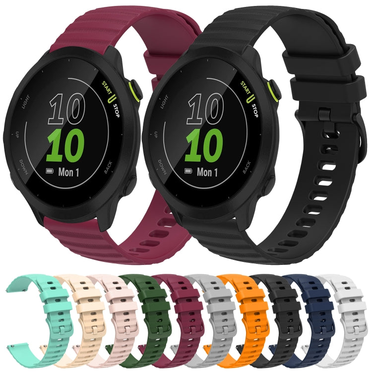 For Garmin Forerunner 55 20mm Wavy Dot Pattern Solid Color Silicone Watch Band