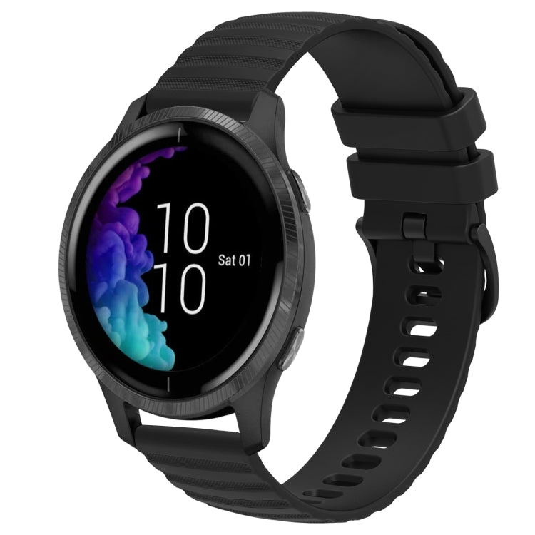 For Garmin Venu 20mm Wavy Dot Pattern Solid Color Silicone Watch Band