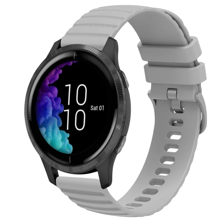 For Garmin Venu 20mm Wavy Dot Pattern Solid Color Silicone Watch Band